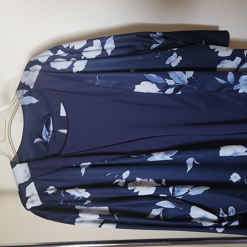 Two Piece Royal Blue Colored 3/4 Sleeve Dress with Removable 3/4 Sleeve.